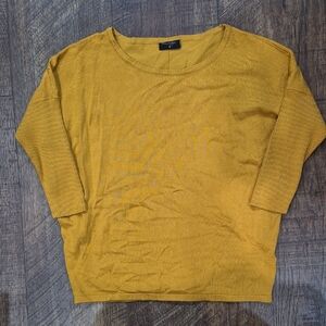 Women's Mustard Sweater Ribbed Sleeved Size Medium